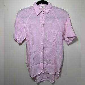 Aritzia Wilfred Free Boyfriend Linen Button Up Short-Sleeve Shirt size XX-Small